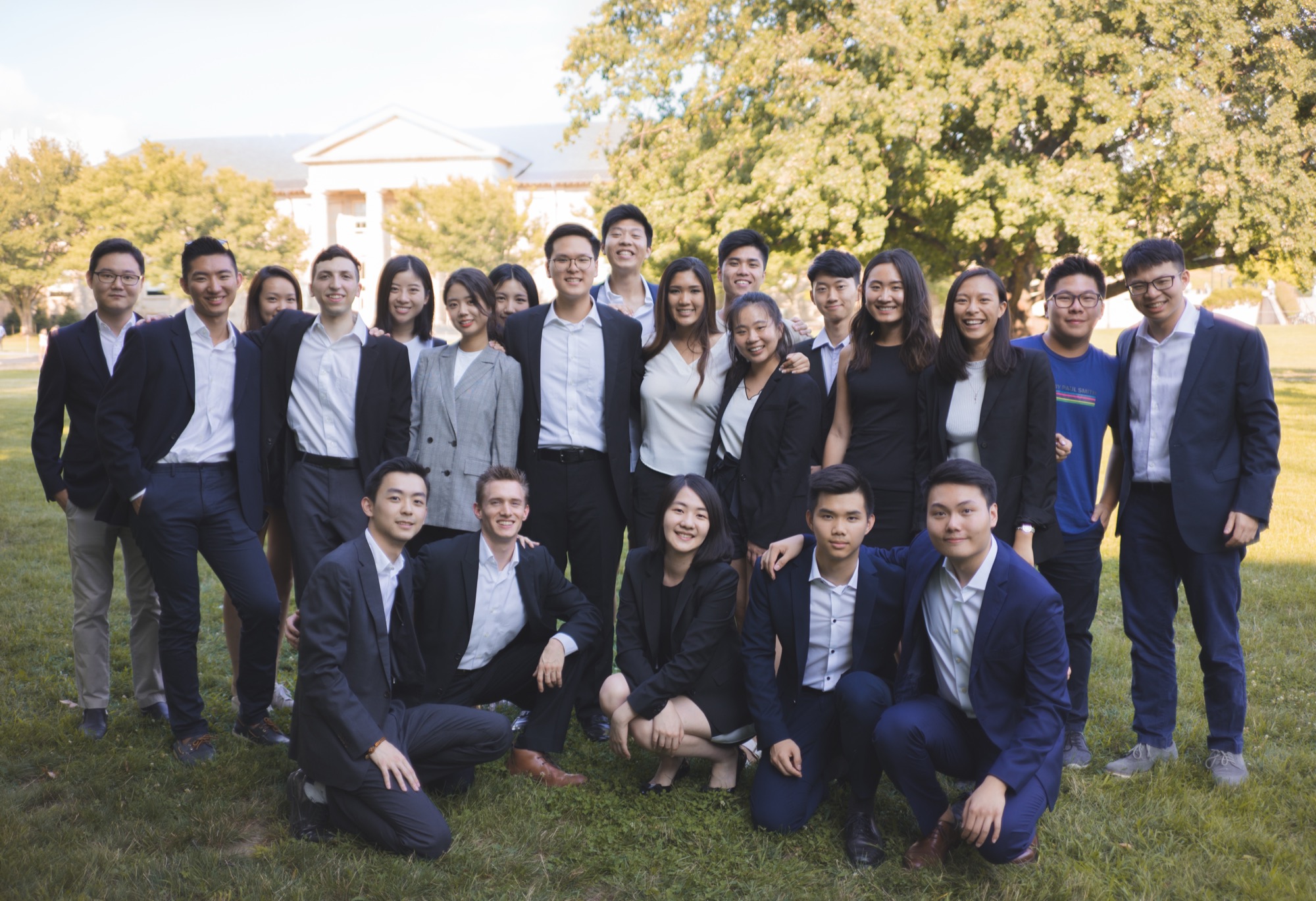 Members gathered together on the Arts Quad lawn